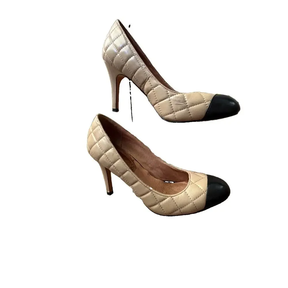 Corso Como Black & Tan Leather Quilted Spectator Pumps Sz 7.5